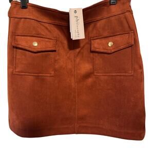 Philosophy NWT 8 lined faux suede mini skirt burnt orange hook & eye side zip